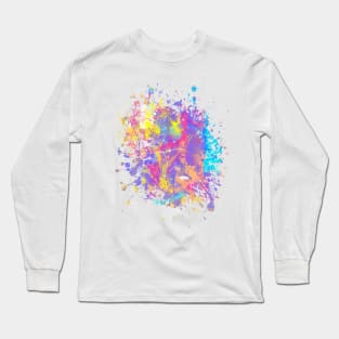 Abstract Vibrant Multicolor Brush Strokes and Splatters 2 Long Sleeve T-Shirt